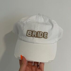 White Bride Cap with Gold Embellishment